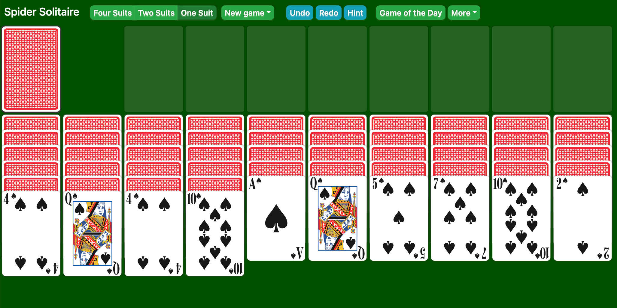 spider solitaire 2 suits 100 free